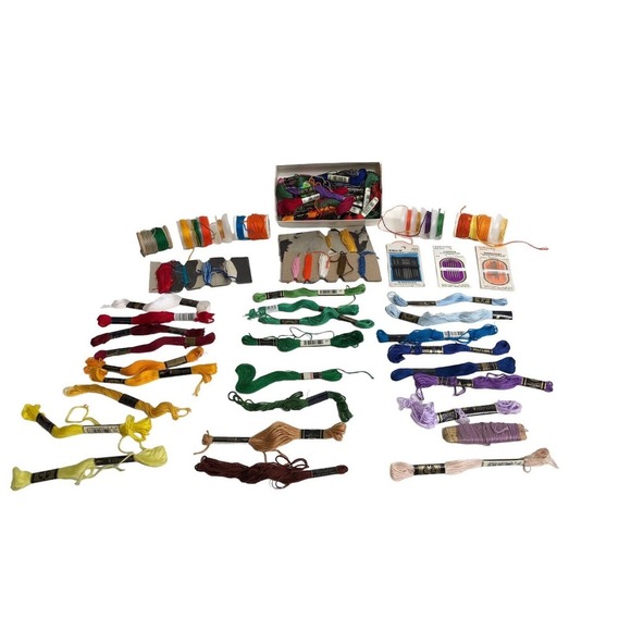 Embroidery Thread Lot Vintage Collection & Needles DMC Talon 70+ Pcs Quilting - Picture 1 of 8